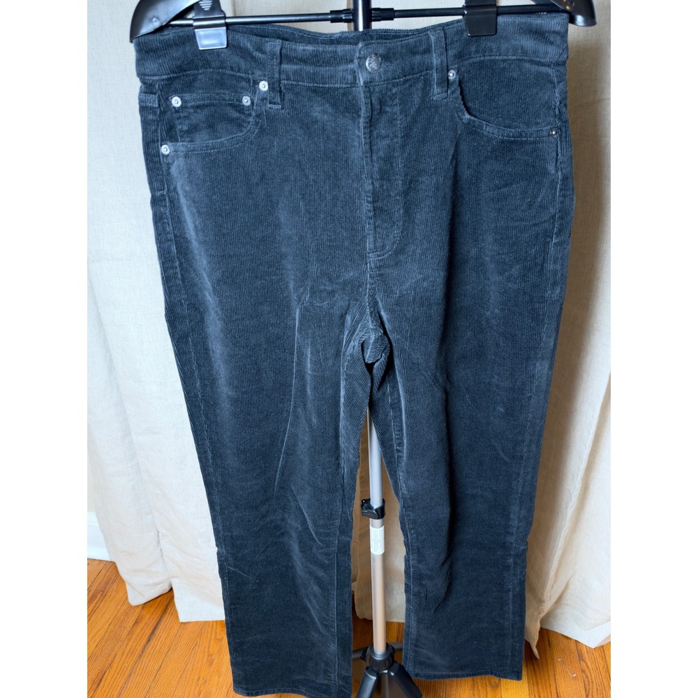 Quince Organic Stretch Corduroy Straight Leg Pants Women's 14 Black NWOT